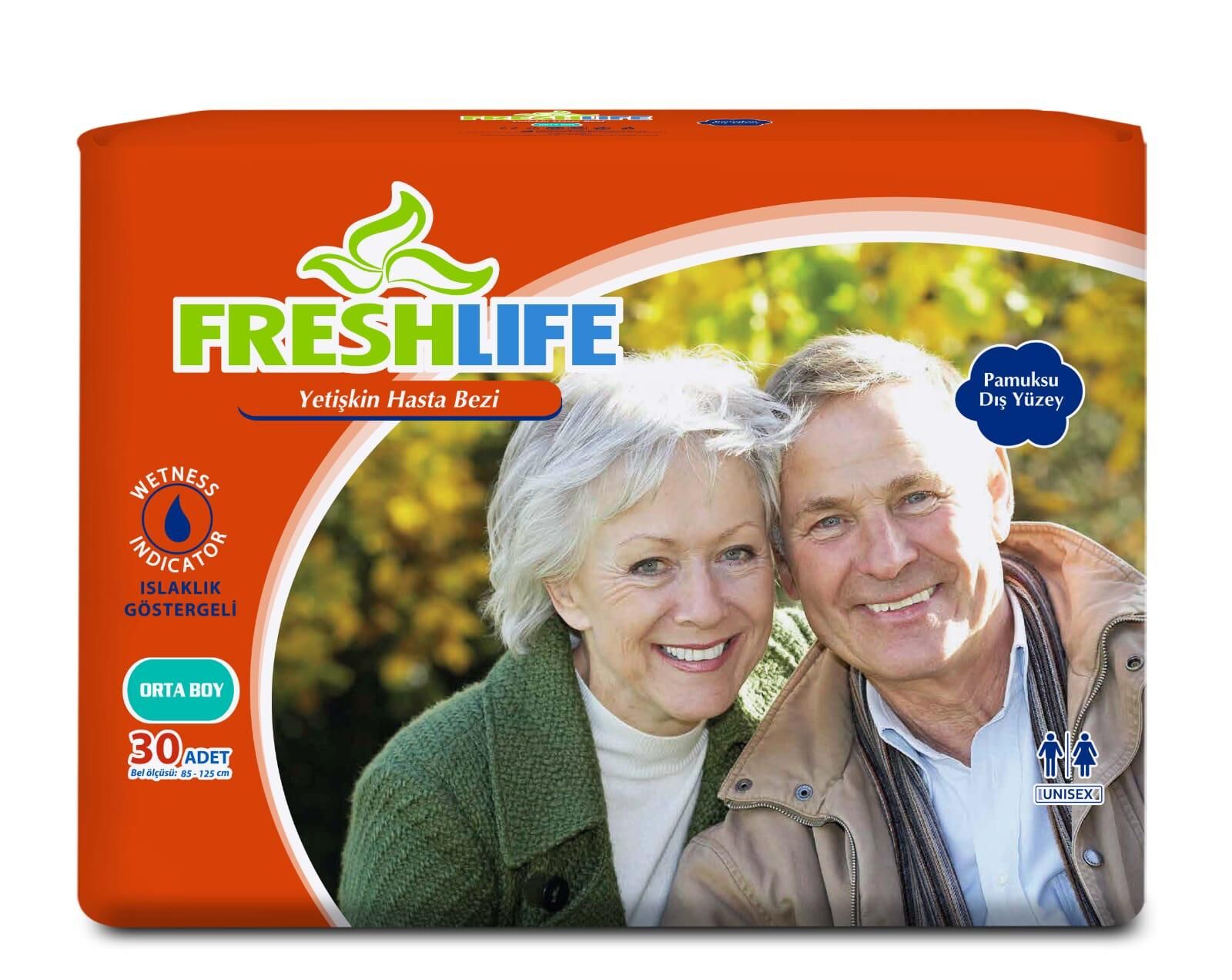 FRESHLİFE BELBANLI TEKSTİL YÜZEY HASTA ALT BEZİ MEDIUM 30'LU